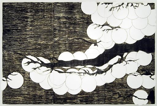 , Donald Sultan, Japanese Pine April 16 2007, 2007, Spackle and tar on tile over masonite, 96 x 144 inches