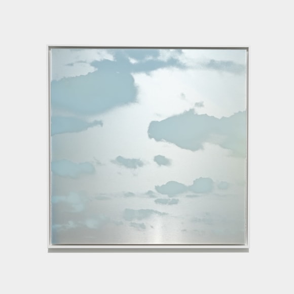 Miya Ando, Yuugure (Evening) Cloud New York City November 14 2022 4:59 PM NYC, 2022, ink, mica, pure micronized silver, resin &amp; urethane on aluminum composite, 127 x 127 cm (50 x 50 inches)