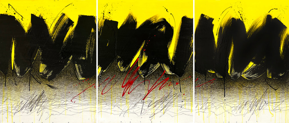Golnaz Fathi, Untitled, 2021, mixed media on canvas, 35.4 x 82.7 inches/90 x 210 cm