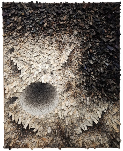 Chun Kwang Young, Aggregation 24 - FE010, 2024, mixed media with Korean mulberry paper, 163 x 131 cm (64.2 x 51.6 inches)