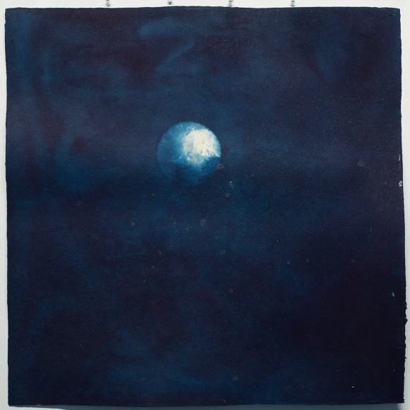 Miya Ando, 2 Full Moon (Jugoya) August 3 2020, 2020, indigo and micronized pure silver on Kozo paper, 99.1 x 99.1 cm (39 x 39 inches)