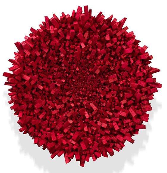 Chun Kwang Young, Aggregation 18 - OC060 (Star 6), 2018, mixed media with Korean mulberry paper, 110 cm tondo (43.3 inches tondo)