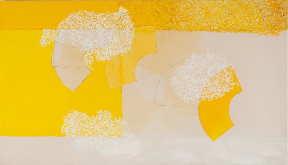 , Stillness, 2014, acrylic and pencil on canvas, 48 x 84 inches/122 x 213 cm