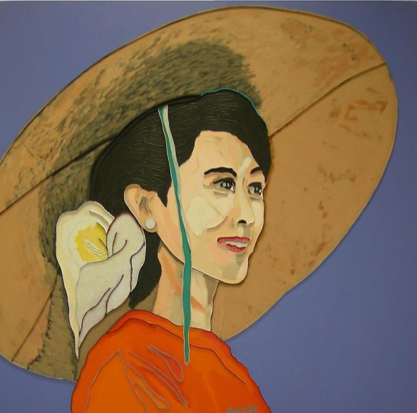 Lee Waisler Aung San Suu Kyi	2008	Acrylic and wood on canvas	60 x 60"