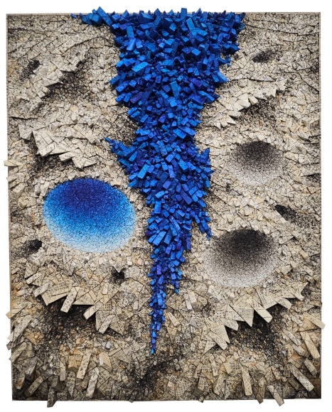 Chun Kwang Young, Aggregation 24 - FE022 (Healing), 2024, mixed media with Korean mulberry paper, 163 x 131 cm (64.2 x 51.6 inches)