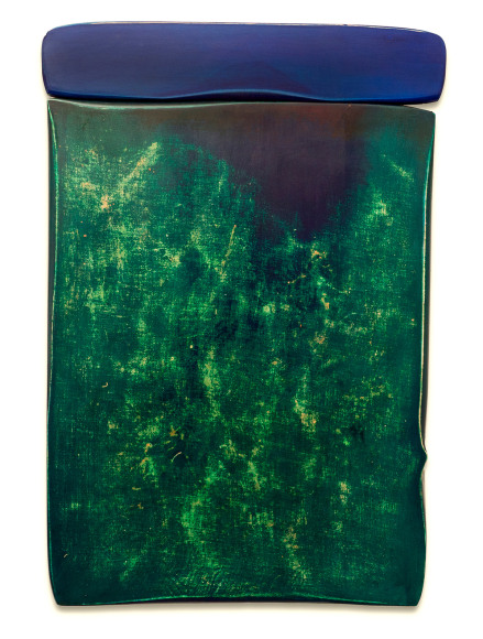 Robert Yasuda, Waialeale, 2022, acrylic on fabric on wood, 114.3 x 76.2 centimeters (45 x 30 inches)