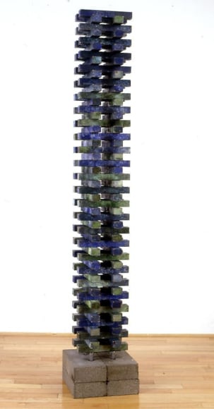 Nathan Slate Joseph,  Bali Bali I , 2007, Pigment on galvanized steel and concrete, 89 x 15.5 x 15.5&quot;