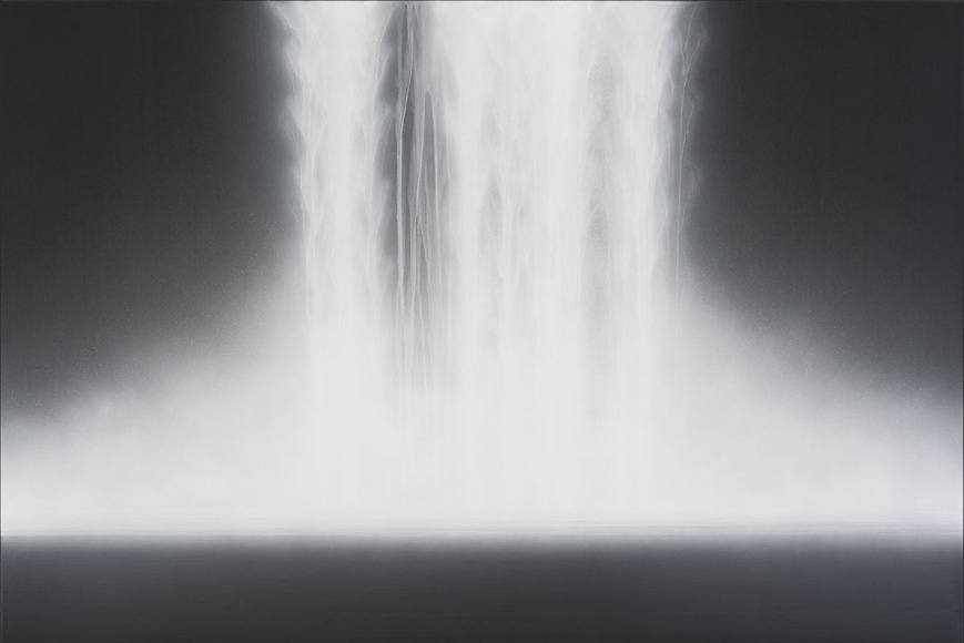 Hiroshi Senju, Waterfall, 2019, natural pigments on Japanese mulberry paper mounted on board, 130 x 194 cm (51.3 x 76.3 inches)