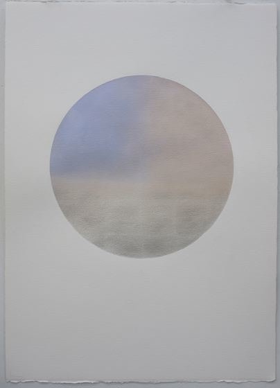 Miya Ando, Gekkou (Moonlight) November 3, 2018, silver leaf and pigment on Arches paper, 104 x 74 cm (41 x 29 inches)