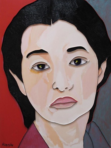 Lee Waisler, Gong Li, 2009, mixed media on canvas, 121.9 x 91.4 cm (48 x 36 inches)