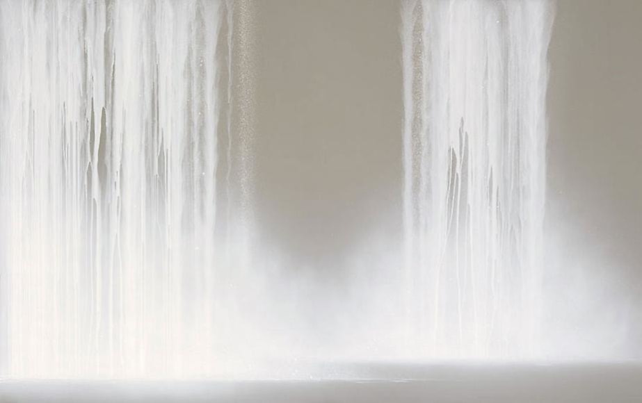Waterfall 2009 Fluorescent pigment on mulberry paper mounted on board 89.5 x 143.1"