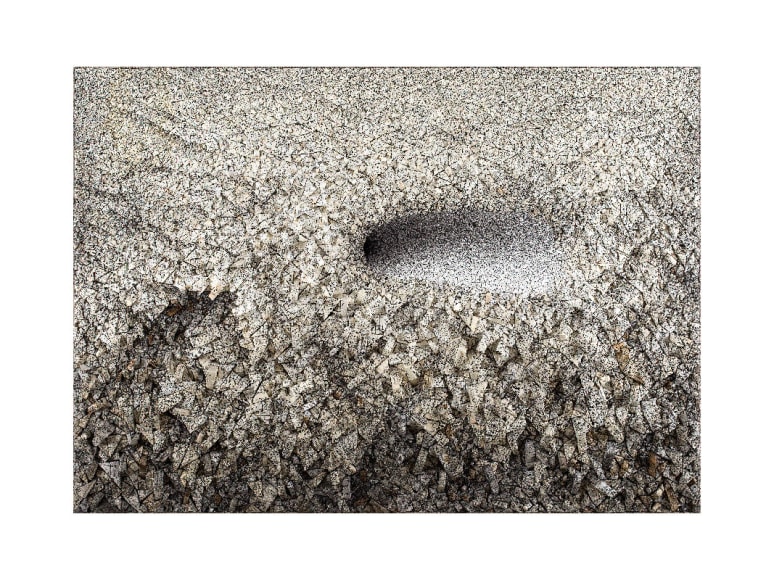 Aggregation 17 - DE094,&nbsp;2017, mixed media with Korean mulberry paper, 64.2 x 89.8 inches/163 x 228 cm