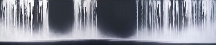 , Hiroshi Senju, Ryujin I, 2014, acrylic and fluorescent pigments on Japanese mulberry paper, 94 1/2 x 448 7/8 inches/240.03 x 1140.14 cm.