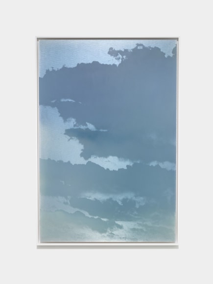 Miya Ando, Yuugure (Evening) Cloud February 3 2023 5:10 PM NYC, 2023, dye, ink, pure micronized silver, resin &amp; urethane on aluminum composite, 152.4 x 101.6 cm (60 x 40 inches)