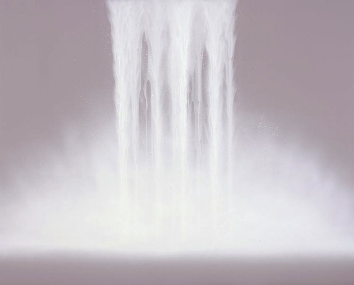 Waterfall 2009 Fluorescent pigment on mulberry paper mounted on board 51.3 x 63.8"