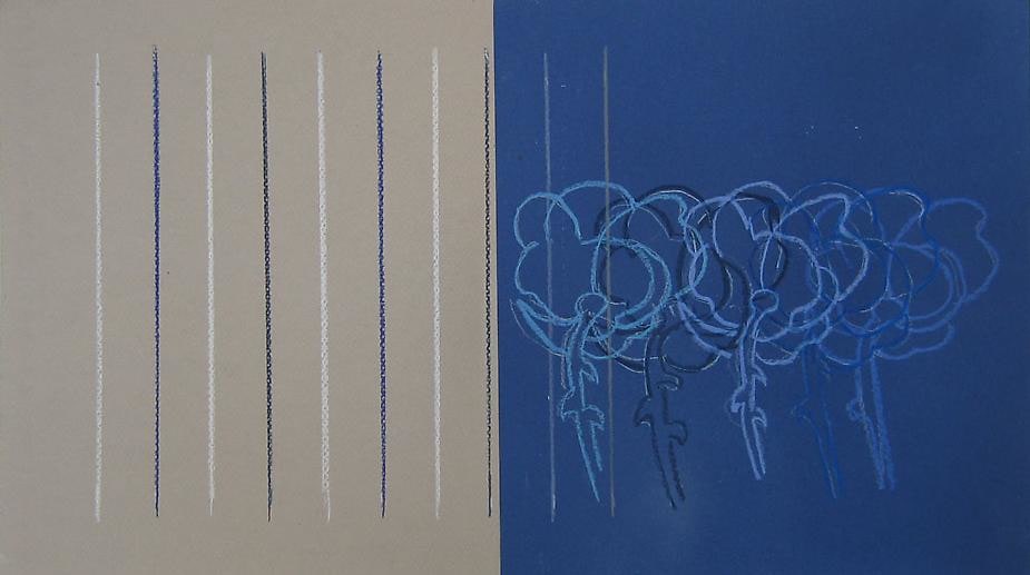 After Dusk, 2008, colored acrylic primer, oil crayon on canvas, 10.75 x 18 inches