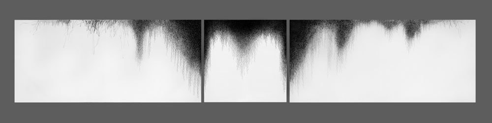 Golnaz Fathi, Untitled [011], 2012, pen and varnish on canvas, 80 x 439.9 cm (31.5 x 173.25 inches)