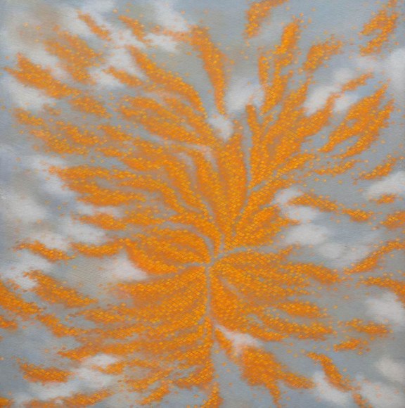 Out of Red, 2012, acrylic on canvas, 48 x 48 inches