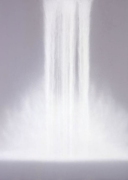 Waterfall 2009 Fluorescent pigment on mulberry paper mounted on board 89.5 x 63.8"