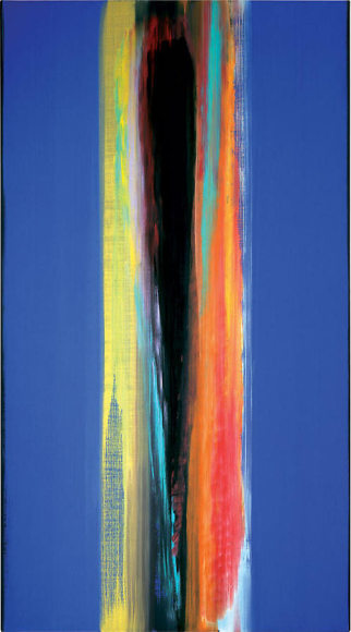 Black and Blue at Ellora, 2008, Acrylic on linen, 94.5 x 51.5&quot;