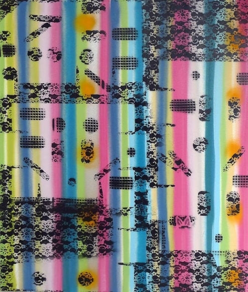 Tamara Gonzales, buddy, 2011, spray paint on canvas, 36 x 30 inches