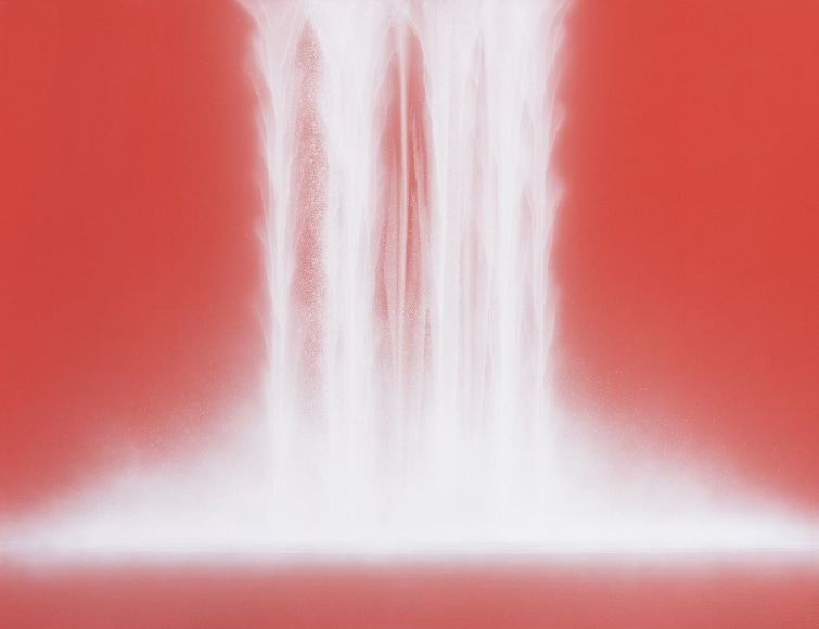 Hiroshi Senju, Waterfall, 2020, natural pigments on Japanese mulberry paper mounted on board, 112 x 145.6 cm (44.1 x 57.3 inches)