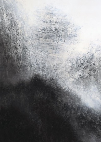 Cliff, 2012, natural and acrylic pigment on Japanese mulberry paper, 89.5 x 63.8 inches
