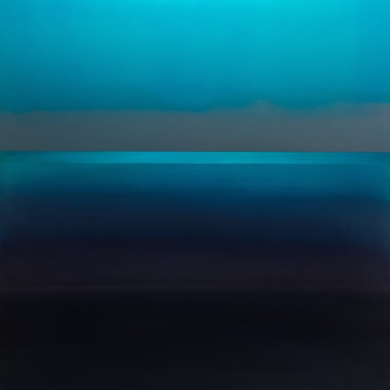 , Indigo Line, 2015, pigment and urethane on aluminum, 48 x 48 inches/122 x 122 cm