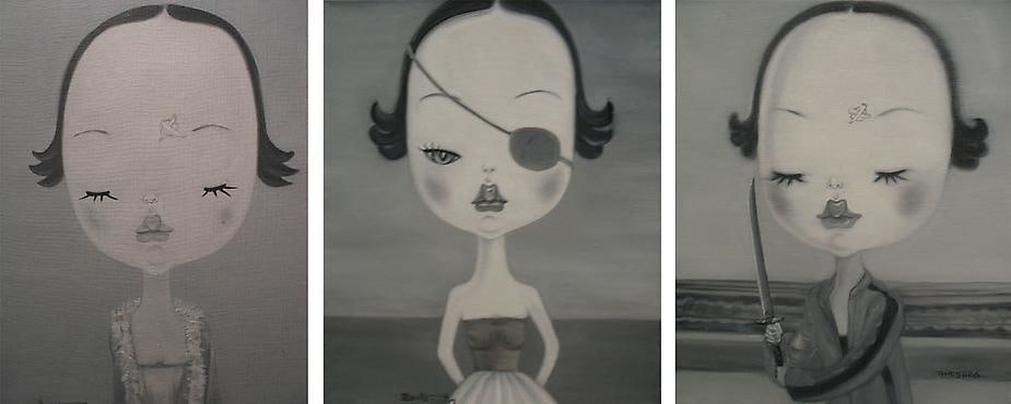 Zhang Hui, Beijing Wawa, 2006, oil on canvas (triptych), 23.5 x 20 in. (each)