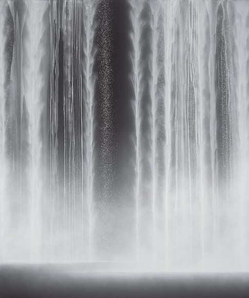 Hiroshi Senju, Waterfall, 2012, Natural pigments on Japanese mulberry paper, 76 5/16 x 63 13/16 x 1 3/16 inches