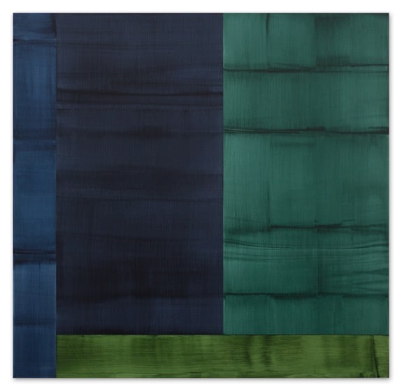 Ricado Mazal, Bhutan Abstraction with Grey-Green 1, 2014, oil on linen, 71 x 73 inches / 180.3 x 185.4 cm.&nbsp;