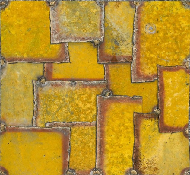 Nathan Slate Joseph, Silk Route Cuts India 13, 2008, Pure pigment on galvanized steel, 18 x 18"