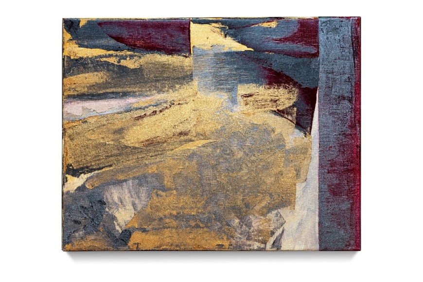 Junction, 2018, oil and metallic paint on linen, 11 x 14 inches/28 x 35.5 cm