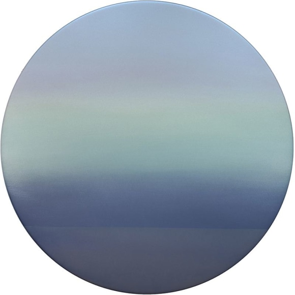 Miya Ando, Blue Green Pink Moon 9.19.42.1. M.1.2.3.G.1.L.20, 2019, pigment, resin and urethane on aluminum, 106.7 x 106.7 cm (42 x 42 inches)