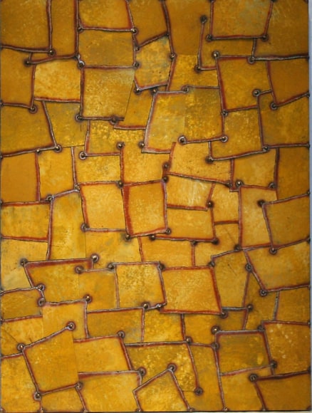 Rujistan Yellow, 2006, Pure color pigment on galvanized steel, 48 x 36"