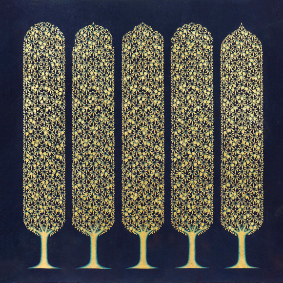 Olivia Fraser, Temple II, 2022, pigment, Arabic gum & gold leaf on handmade paper, 88.9 x 88.9 cm (35 x 35 inches)