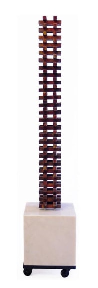 Nathan Slate Joseph, Urbana Red, 2009, Pure pigment on galvanized steel, marble steel, 44 x 5 x 5"