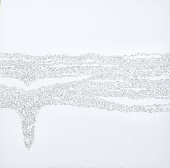 Golnaz Fathi, Untitled, 2007, pen and varnish on canvas, 39.4 x 39.4 inches