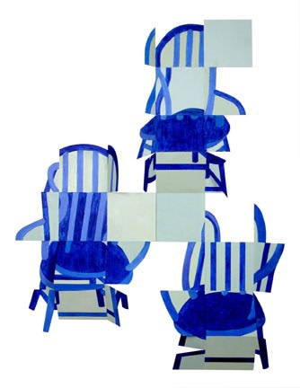 Susan Weil, Blue Chairs, 1997, Acrylic on aluminum, 72.5 x 55"