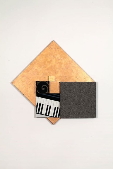 4'33", 2009, acrylic on canvas with mixed media, 28.25 x 28.25 inches