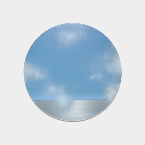 Miya Ando, Blue Sky (Aozora) 03.10.2024 2:49 PM NYC, 2024, dye, resin, urethane, pigment, aluminum, 122 x 122 cm (48 x 48 inches)