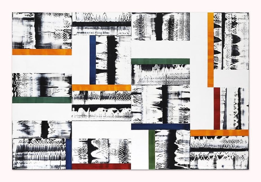 , Ricardo Mazal, Composition in Yellow, Green, Blue, and Red 1, 2014, Oil on linen, 63 x 94.5 inches