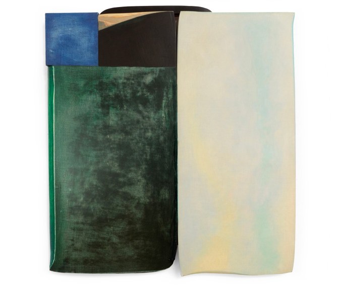 Robert Yasuda, Lokahi, 2022, acrylic on fabric on wood, 104.1 x 96.5 cm (41 x 38 inches)