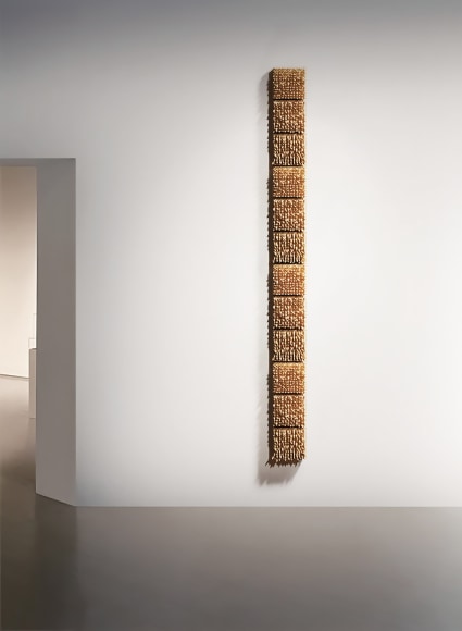 Le Hien Minh, Minority Model, 2023, traditional Vietnamese handmade D&oacute; paper, wood, acrylic nails, 285 x 22 x 24 cm (112.2 x 8.7 x 9.4 inches)