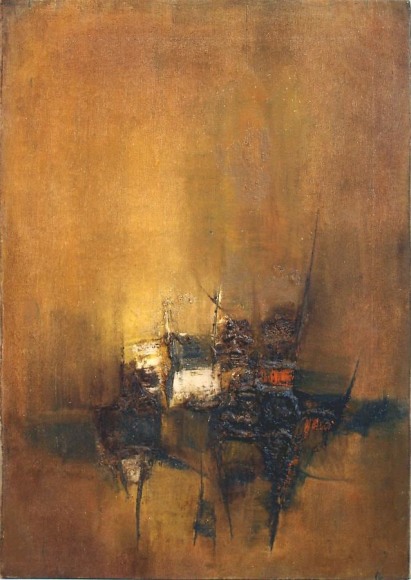 Sohan Qadri,  Oil (Chachoki) , circa 1968, Oil on canvas, 34 x 24&quot;