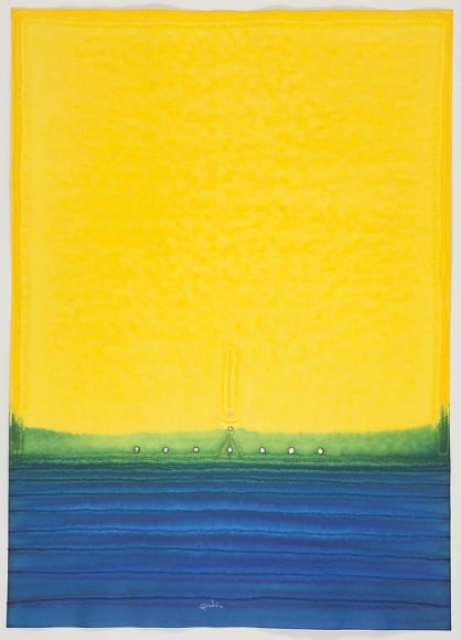 Sohan Qadri, Avici III, 2010, Ink and dye on paper, 55 x 39 inches