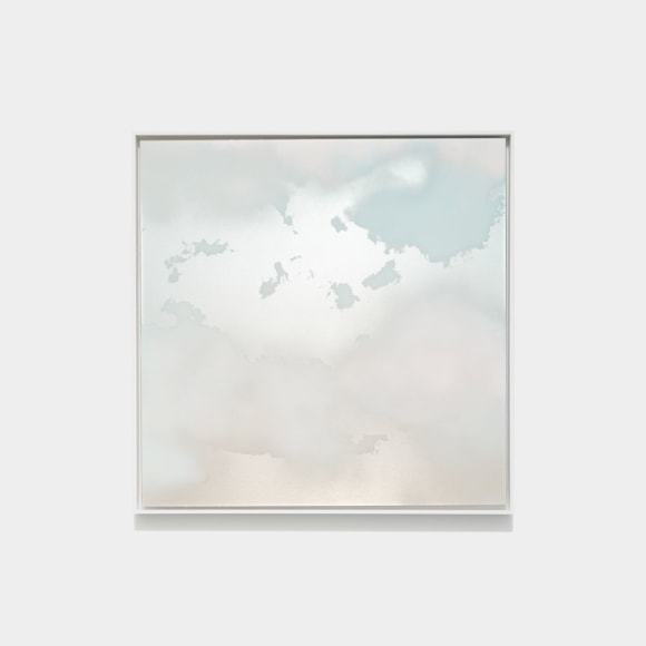 Miya Ando, Evening Cloud (Yuugumo) February 13 2024 5:43 PM NYC, 2024, dye, micronized pure silver, pigment and resin on aluminum, 95 x 95 cm (37.5 x 37.5 inches)