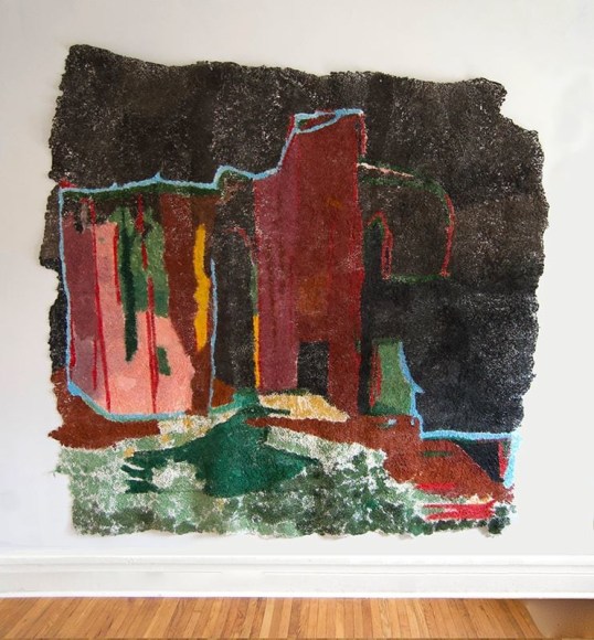 Neha Vedpathak, So many stars in the sky, some of them and some of me, 2018, plucked Japanese handmade paper, acrylic paint, thread