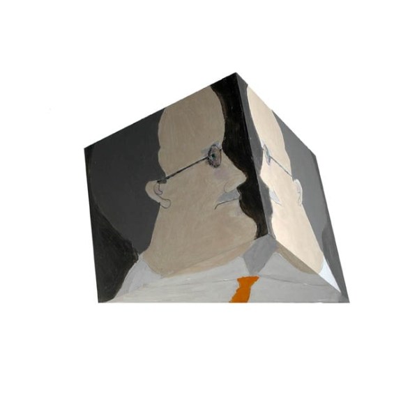 Susan Weil, Joyce Reflects, 2002, Acrylic on triangular wood solid, 10 x 14 x 7"