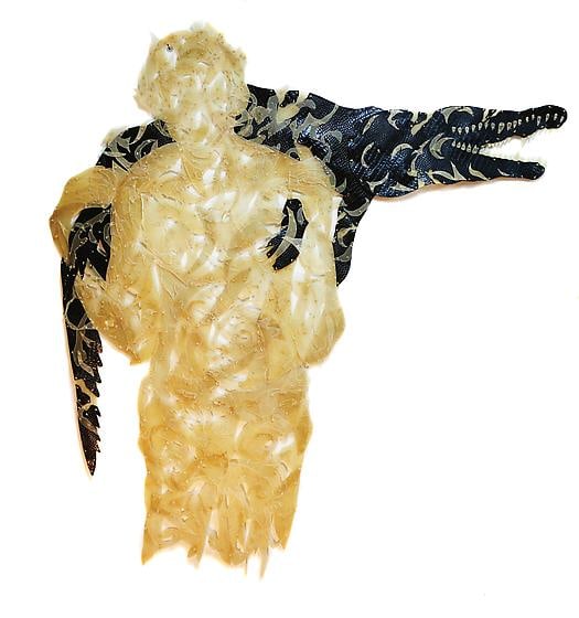 , Chusak Srikwan, Man with Strength, 2014, cowhide, 66.9 x 66.9 inches/170 x 170 cm